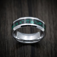 Tungsten Men's Ring with Malachite Inlay