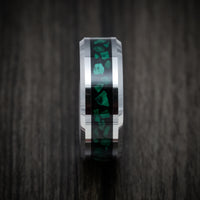 Tungsten Men's Ring with Malachite Inlay
