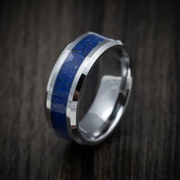 Tungsten Men's Ring with Lapis Inlay