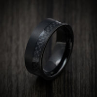 Black Tungsten Men's Ring with Black Carbon Fiber Inlay Custom Made Band