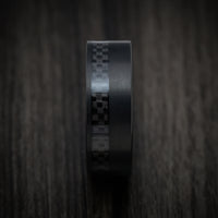 Black Tungsten Men's Ring with Black Carbon Fiber Inlay Custom Made Band