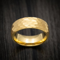 Golden Tungsten Men's Ring with Hammer Finish Custom Made Band