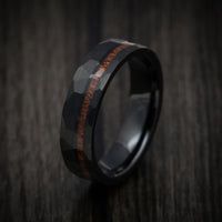 Black Tungsten Men's Ring with Koa Wood Inlay Custom Made Band
