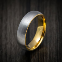 Tungsten Men's Ring with Golden Tungsten Sleeve Custom Made Band