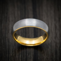 Tungsten Men's Ring with Golden Tungsten Sleeve Custom Made Band