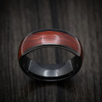 Black Tungsten Men's Ring with Red Wire Inlay Custom Made Band