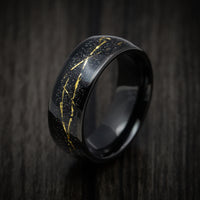Black Tungsten Men's Ring with Golden Galaxy Inlay Custom Made Band