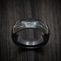 Black Tungsten Men's Ring with Golden Galaxy Inlay Custom Made Band