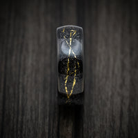 Black Tungsten Men's Ring with Golden Galaxy Inlay Custom Made Band