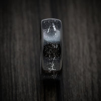 Black Tungsten Men's Ring with Silver Galaxy Inlay Custom Made Band