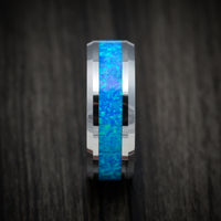Tungsten Men's Ring with Opal Inlay