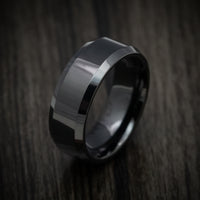 Black Tungsten Beveled Men's Ring