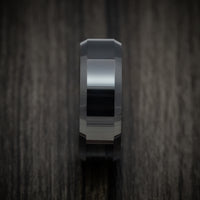 Black Tungsten Beveled Men's Ring