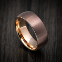 Chocolate Tungsten Men's Ring with Golden Tungsten Sleeve