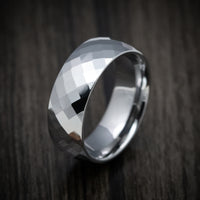 Tungsten Men's Ring with Faceted Design