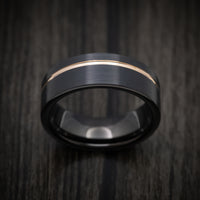 Black Tungsten Men's Ring with Golden Inlay