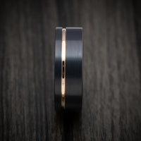 Black Tungsten Men's Ring with Golden Inlay