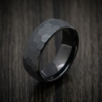 Black Tungsten Men's Ring with Rock Hammer Finish