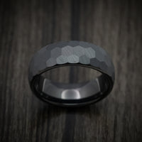 Black Tungsten Men's Ring with Rock Hammer Finish