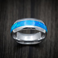 Tungsten Men's Ring with Opal Inlay