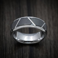 Tungsten and Black Tungsten Geometric Pattern Men's Ring
