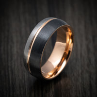 Golden and Black Tungsten Tri-Tone Men's Ring