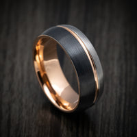Golden and Black Tungsten Tri-Tone Men's Ring