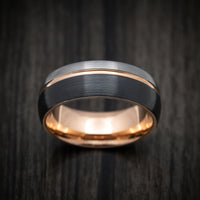 Golden and Black Tungsten Tri-Tone Men's Ring
