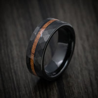 Black Tungsten Men's Ring with Koa Wood Inlay