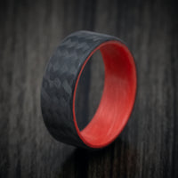 Carbon Fiber Men's Ring with Red Glow Sleeve
