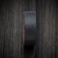 Carbon Fiber Men's Ring with Red Glow Sleeve