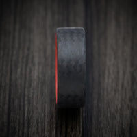 Carbon Fiber Men's Ring with Red Glow Sleeve