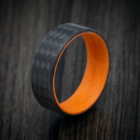 Carbon Fiber Men's Ring with Orange Glow Sleeve