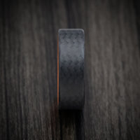 Carbon Fiber Men's Ring with Orange Glow Sleeve