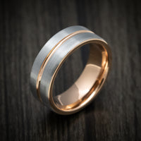 Tungsten Men's Ring with Golden Inlay and Sleeve