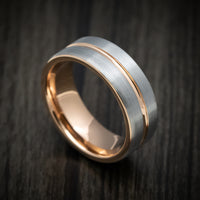 Tungsten Men's Ring with Golden Inlay and Sleeve