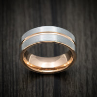 Tungsten Men's Ring with Golden Inlay and Sleeve