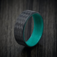 Carbon Fiber Men's Ring with Teal Glow Sleeve