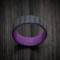 Carbon Fiber Men's Ring with Purple Glow Sleeve