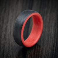 Carbon Fiber Men's Ring with Red Glow Sleeve