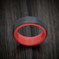 Carbon Fiber Men's Ring with Red Glow Sleeve
