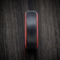 Carbon Fiber Men's Ring with Red Glow Sleeve