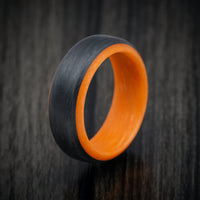 Carbon Fiber Men's Ring with Orange Glow Sleeve