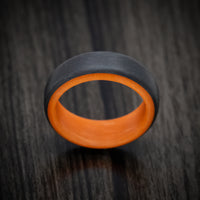 Carbon Fiber Men's Ring with Orange Glow Sleeve
