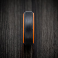 Carbon Fiber Men's Ring with Orange Glow Sleeve