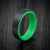 Carbon Fiber Men's Ring with Green Glow Sleeve