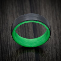 Carbon Fiber Men's Ring with Green Glow Sleeve