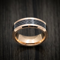 Golden Tungsten Men's Ring with Carbon Fiber Inlay