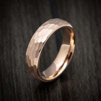Golden Tungsten Men's Ring with Hammer Finish