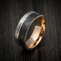 Golden and Black Tungsten Tri-Tone Men's Ring